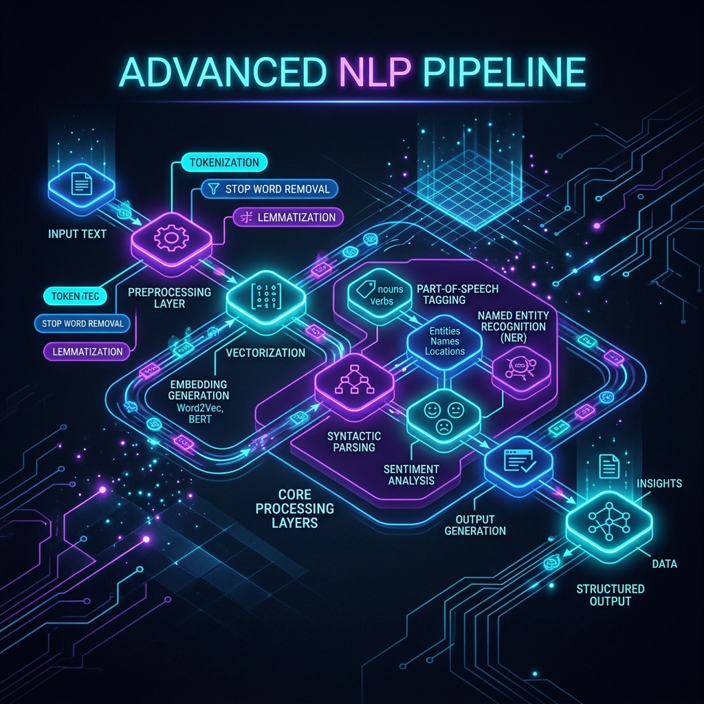 Modular Social Media NLP pipeline architecture flowchart